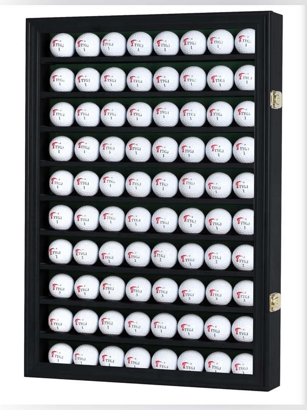 80 Golf Ball Display Case Cabinet Wall Rack Holder Solid Wood Black